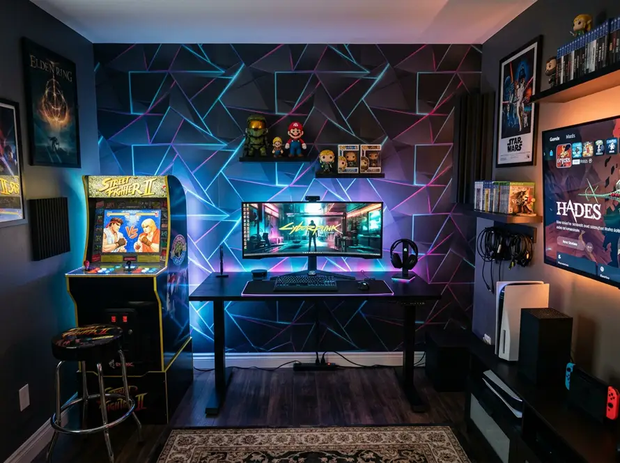 An Image Of A Modern Home Gaming Room.